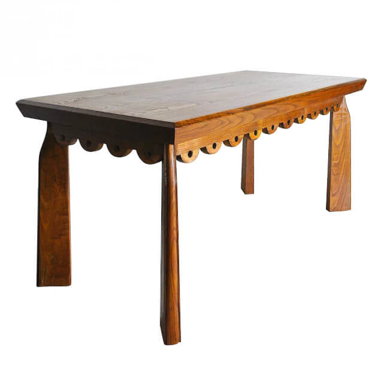 Tavolo in legno intarsiato e intagliato attribuito a Paolo Buffa, anni '40 1252750