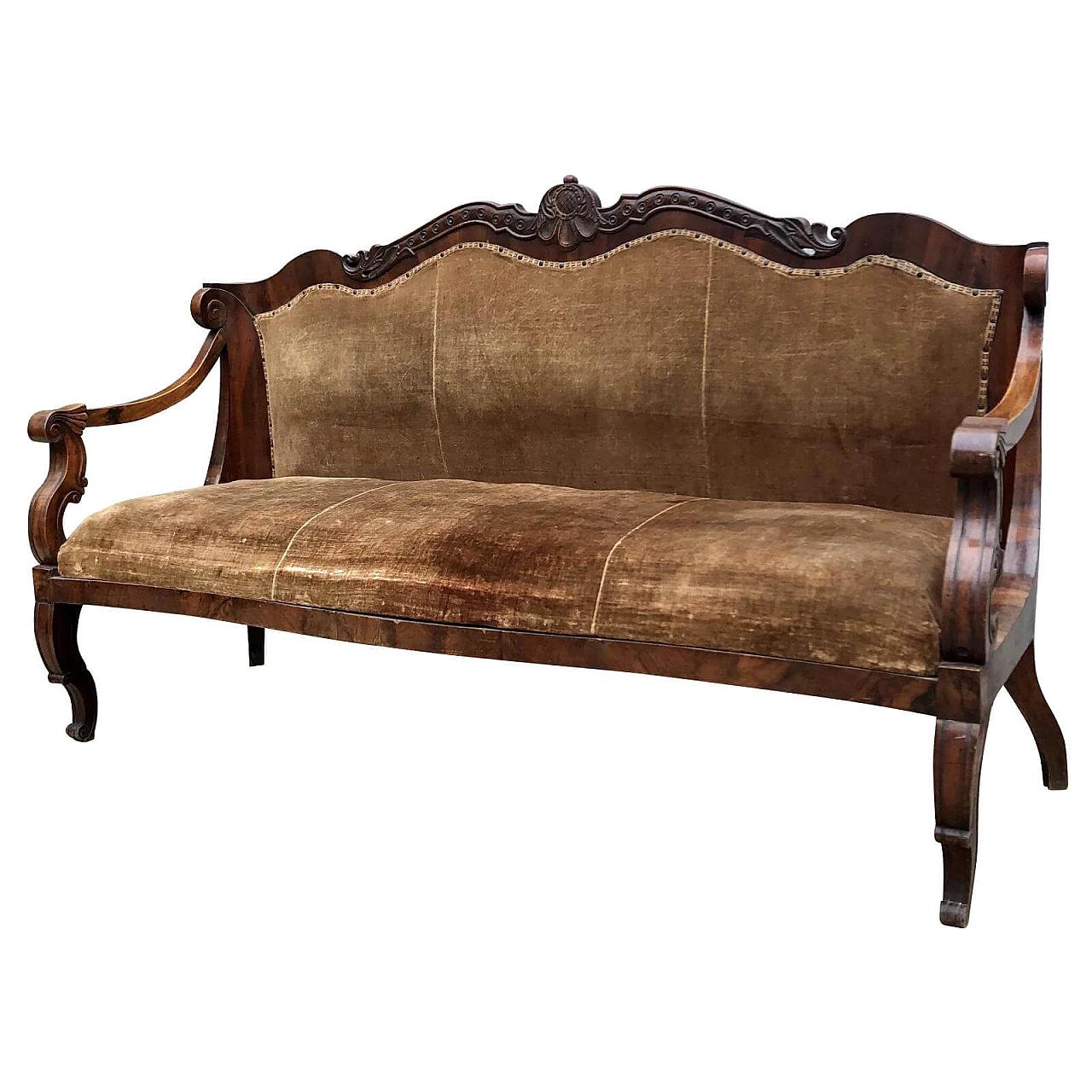 Divano in stile Carlo X in noce, '800 1252757
