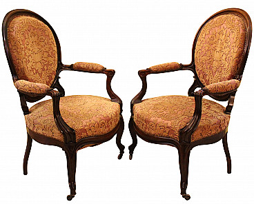 Pair of Louis Philippe armchairs in rosewood, 19th century