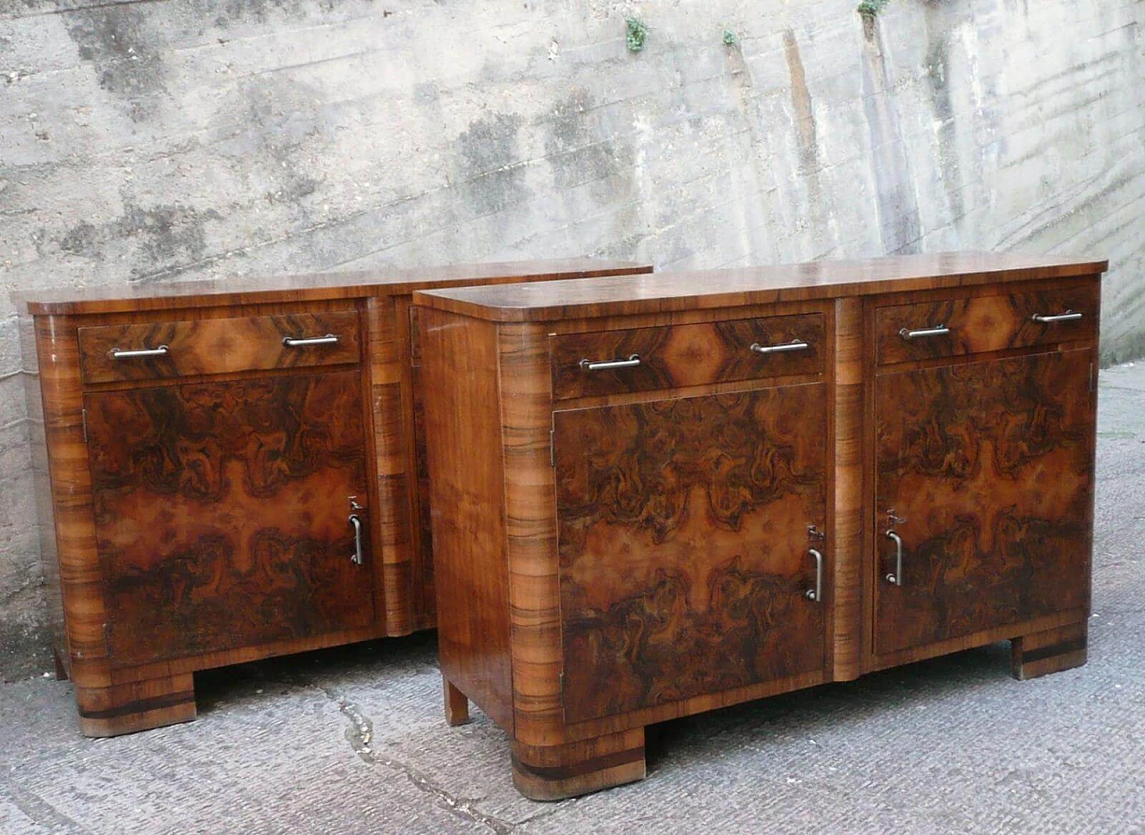 Pair of Art Deco sideboards in walnut, 1930s 1252928