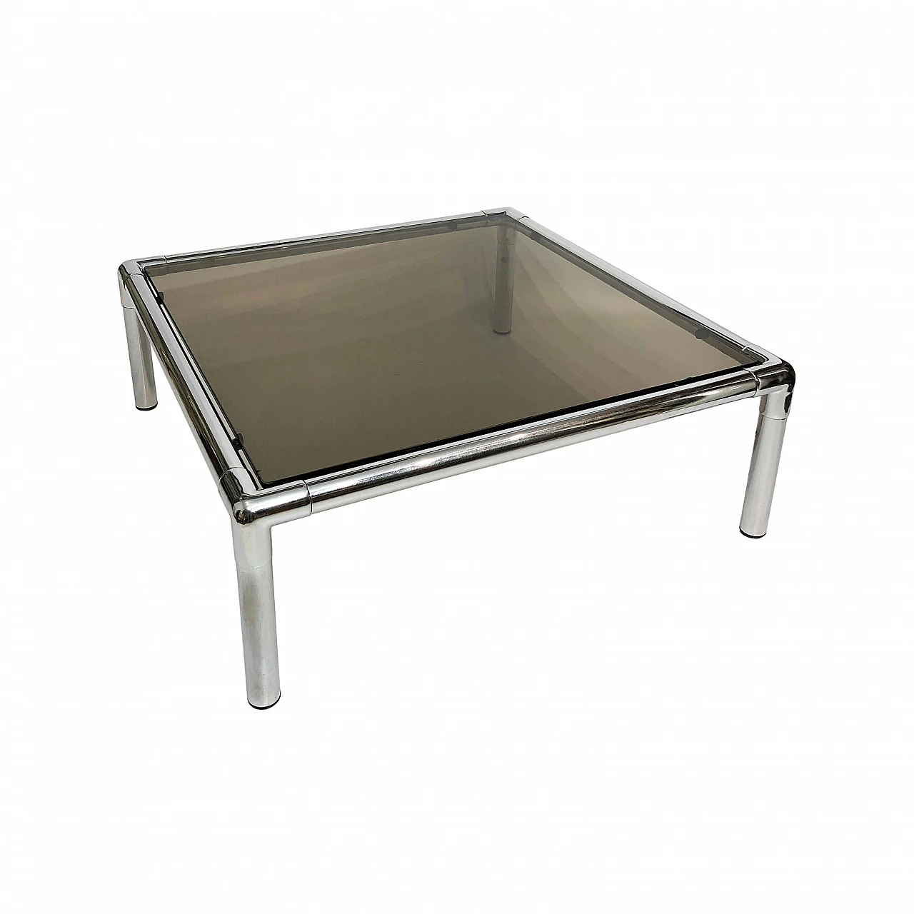 Chromed tubular coffee table with smoked glass top by Rodney Kinsman for Omk, 70s 1252958