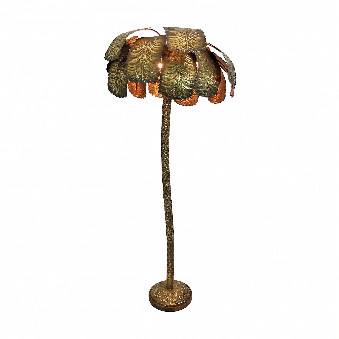 Palm-shaped brass floor lamp, 70s 1252970
