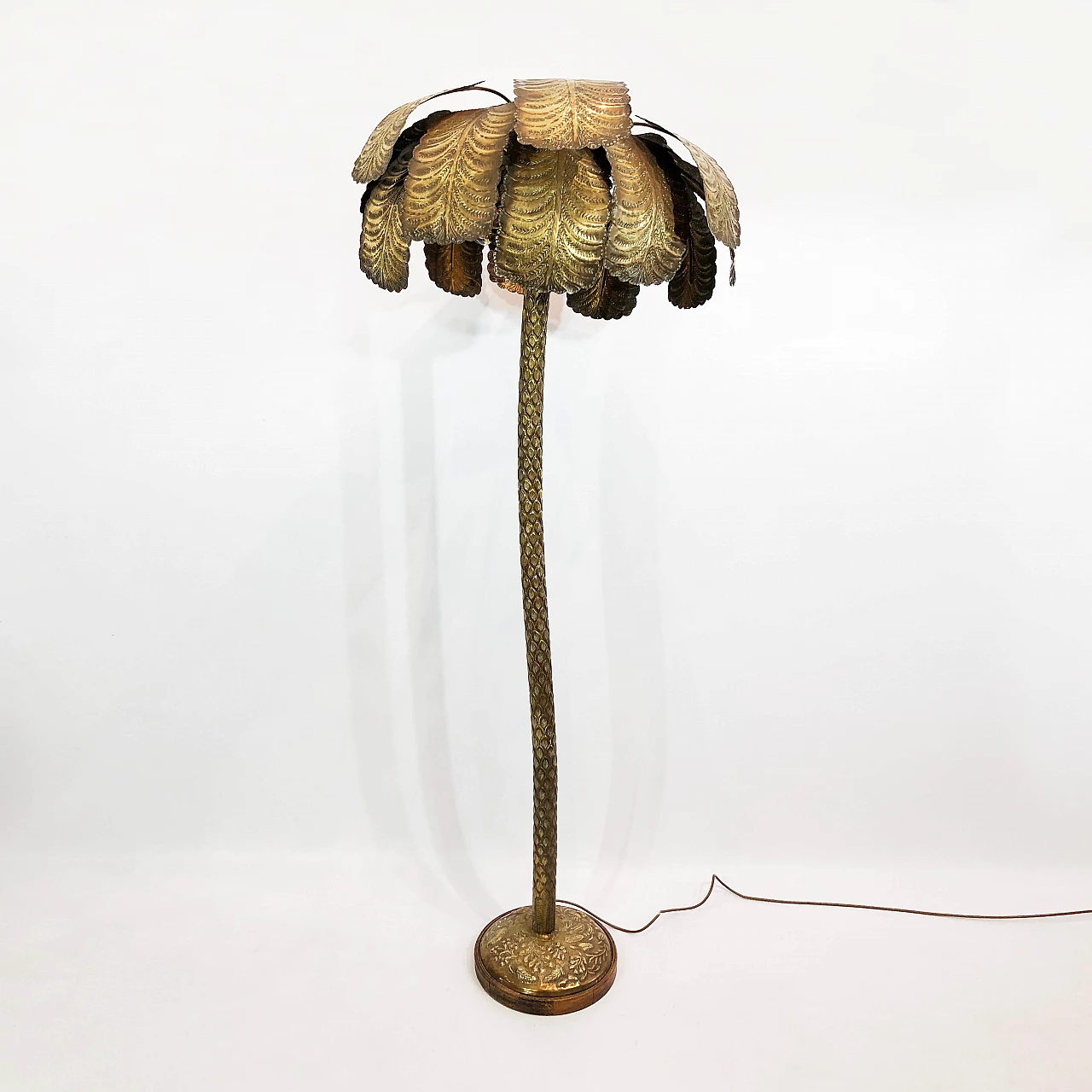 Palm-shaped brass floor lamp, 70s 1252973