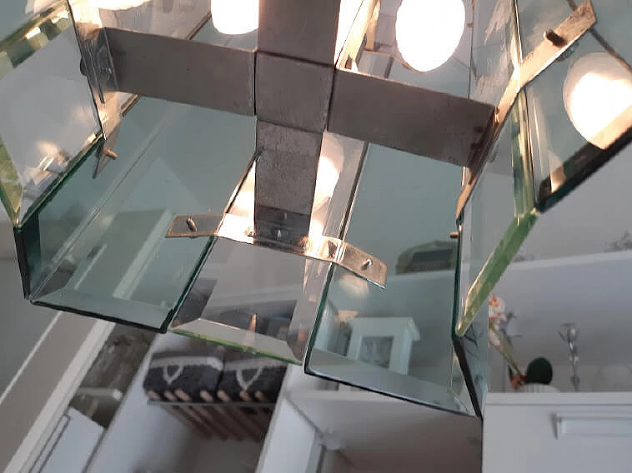 Four-light tempered glass chandelier, 50s 1253020