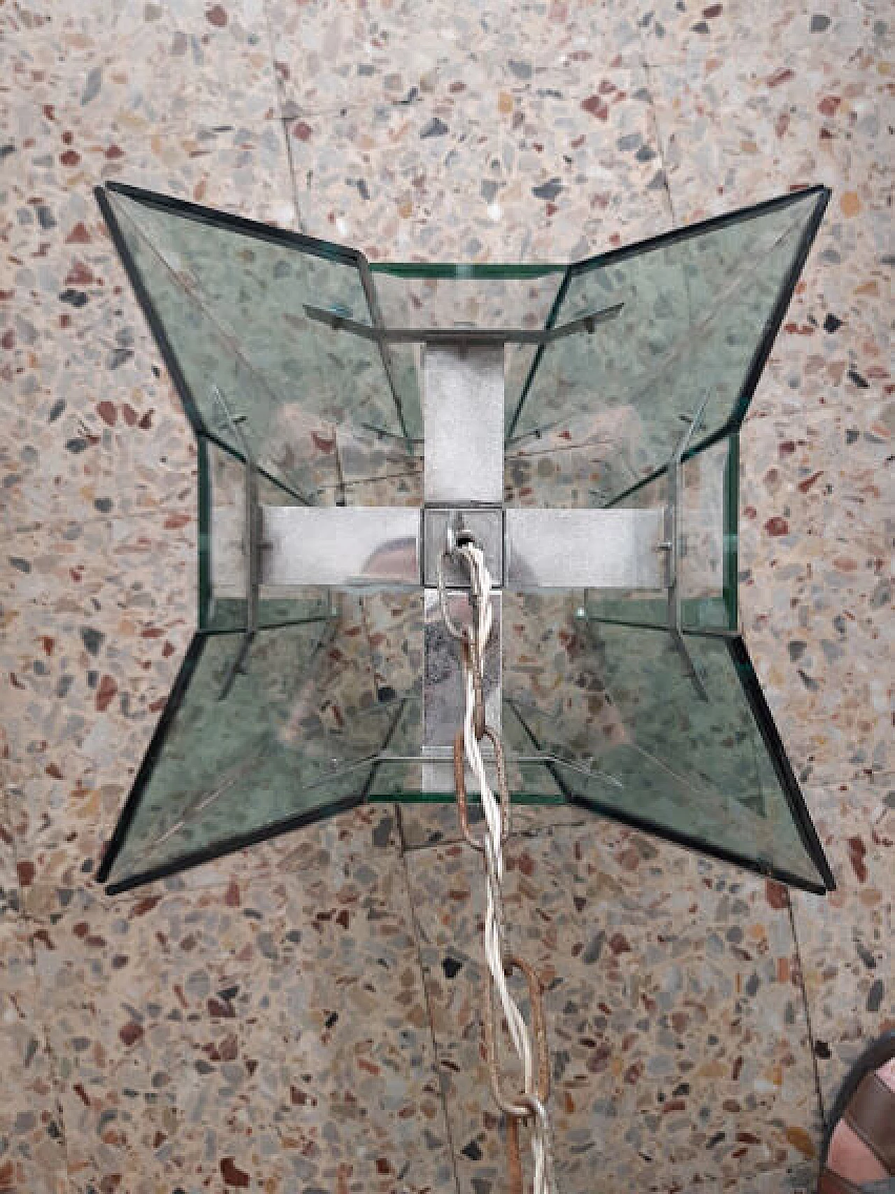 Four-light tempered glass chandelier, 50s 1253026