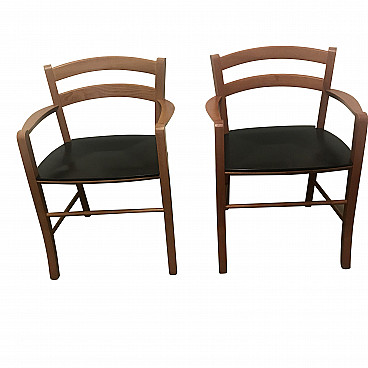 Pair of beech armchairs, 80s