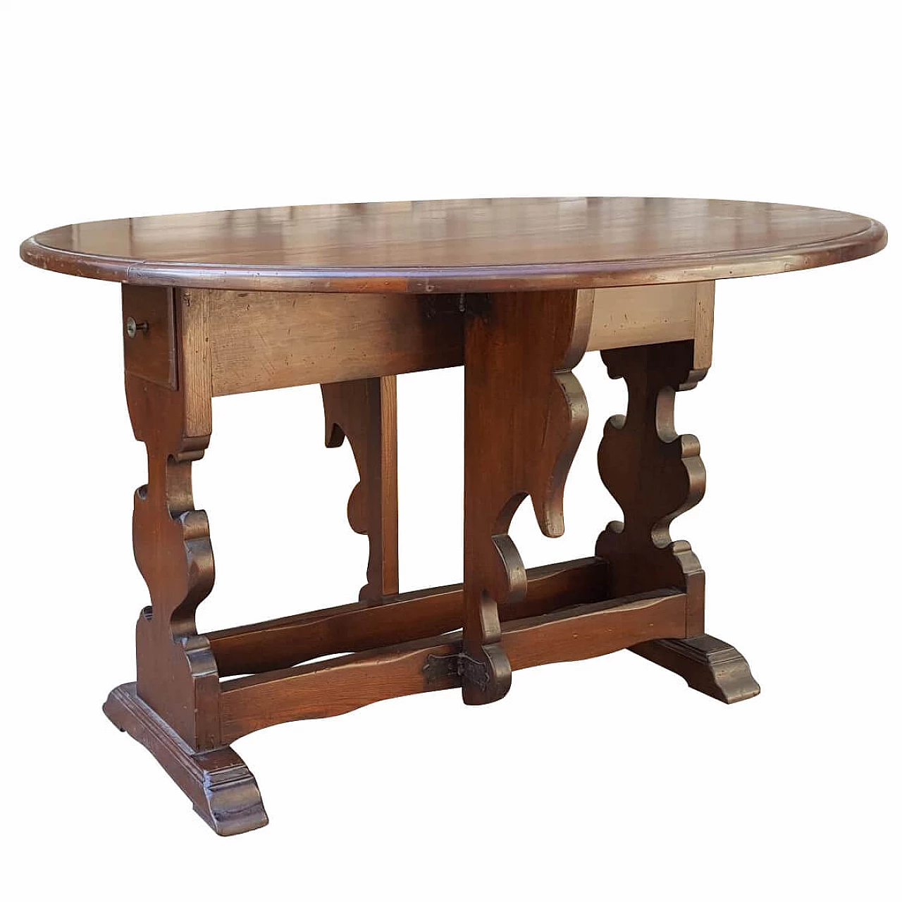 Walnut openable round table, 1920s 1253344