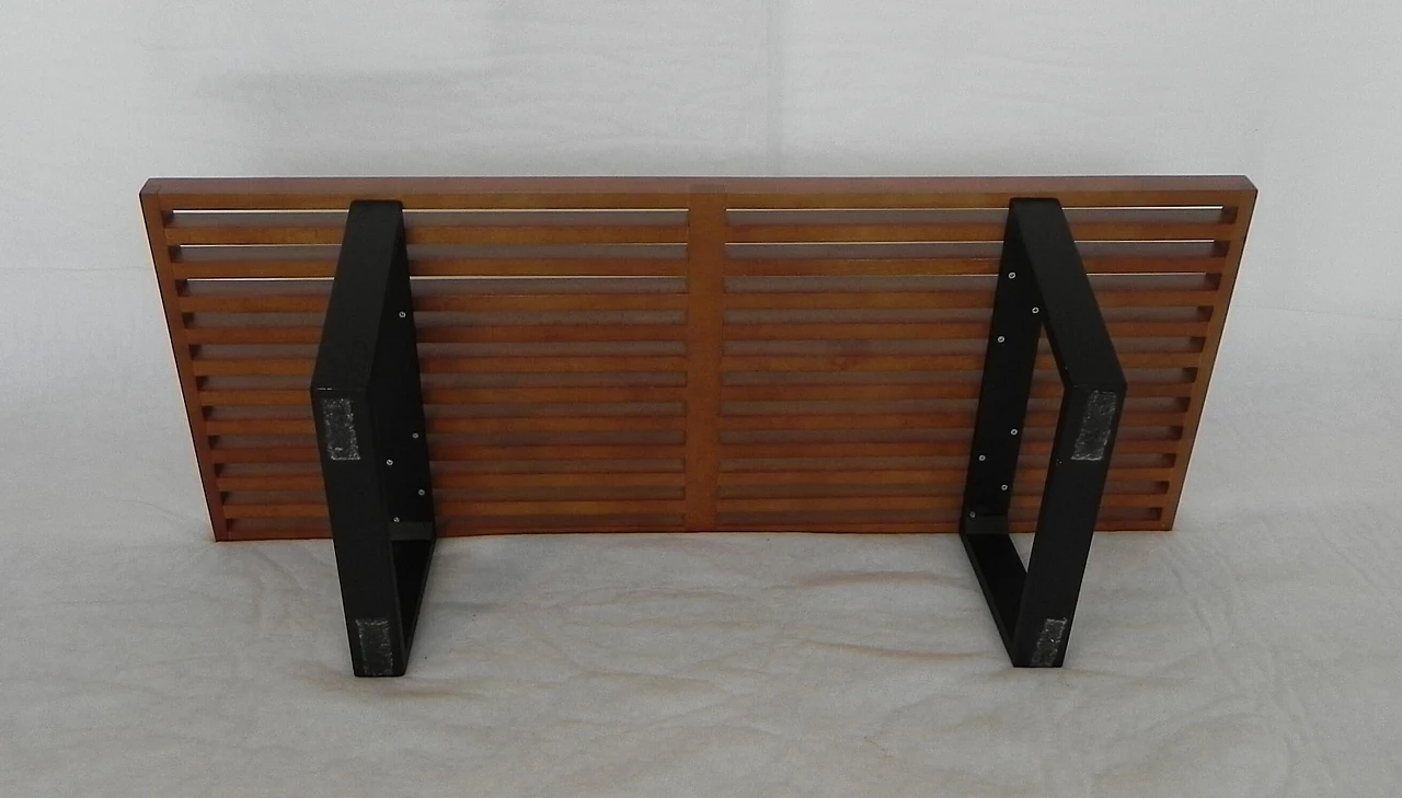 Walnut-stained and black lacquered wood bench 1253474