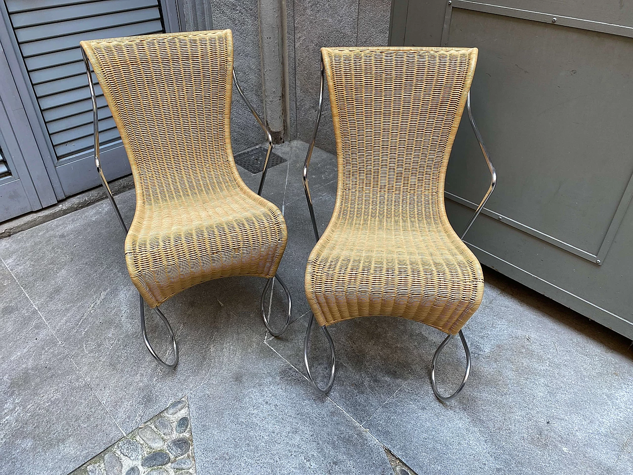 4 Zigo steel and wicker armchairs by Ron Arad for Driade, 1960s 1253687