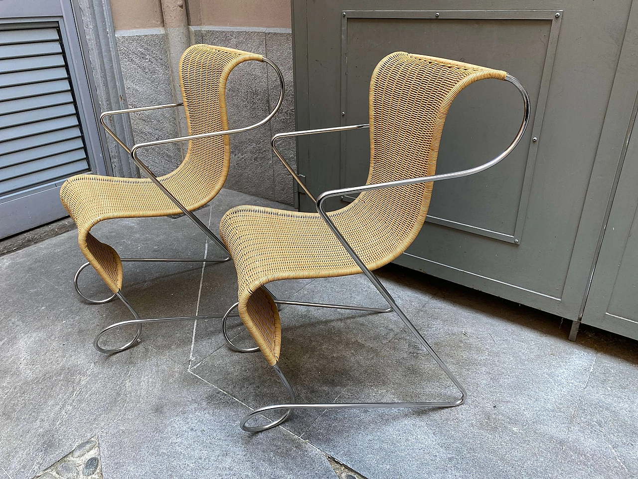 4 Zigo steel and wicker armchairs by Ron Arad for Driade, 1960s 1253688