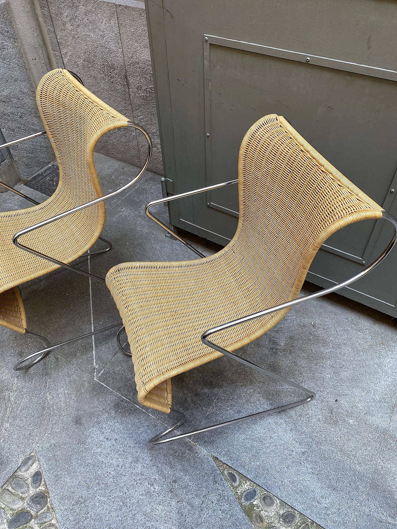 4 Zigo steel and wicker armchairs by Ron Arad for Driade, 1960s 1253689