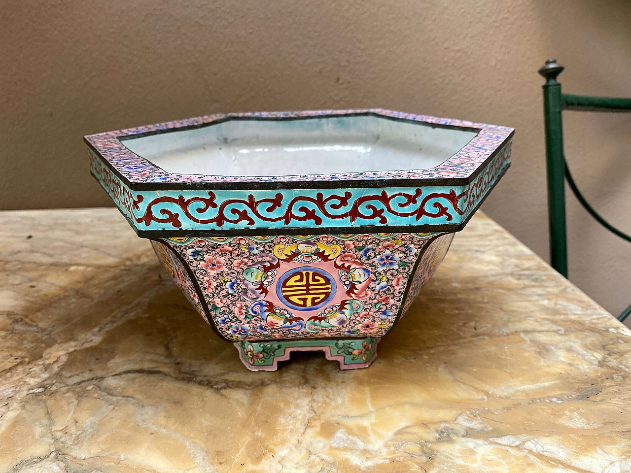 Jardiniere chinoiserie in metallo smaltato, 800 1253712