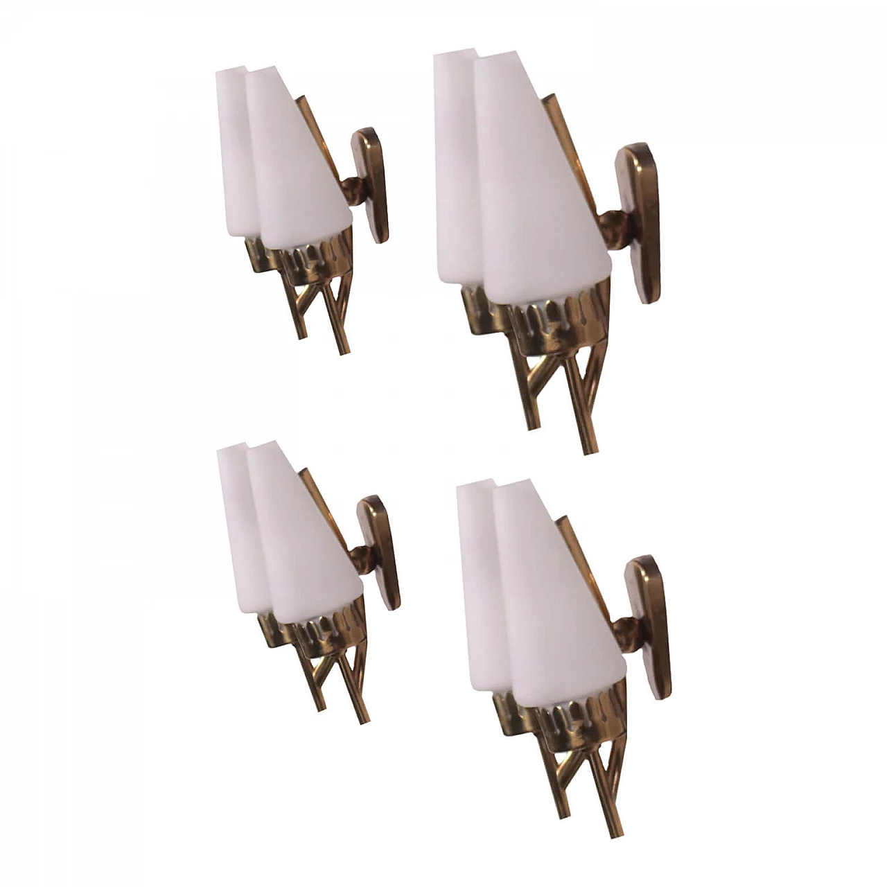 4 Wall lamps in opaline glass and brass, 50s 1254136