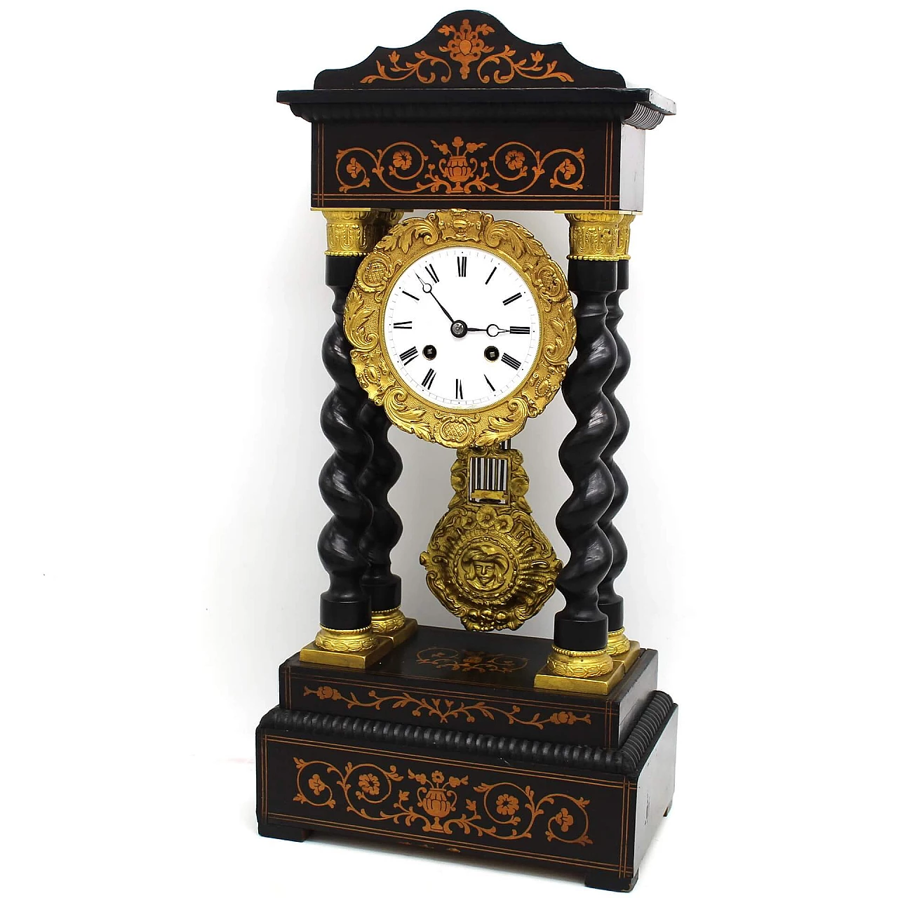 Napoleon III pendulum clock in inlaid ebonized wood and bronze, 19th century 1254234