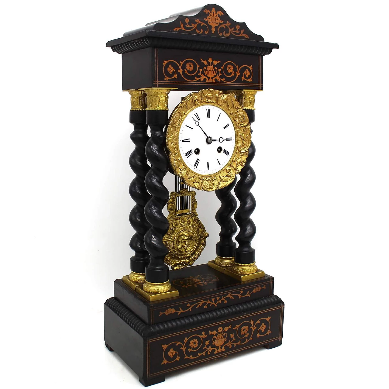 Napoleon III pendulum clock in inlaid ebonized wood and bronze, 19th century 1254236