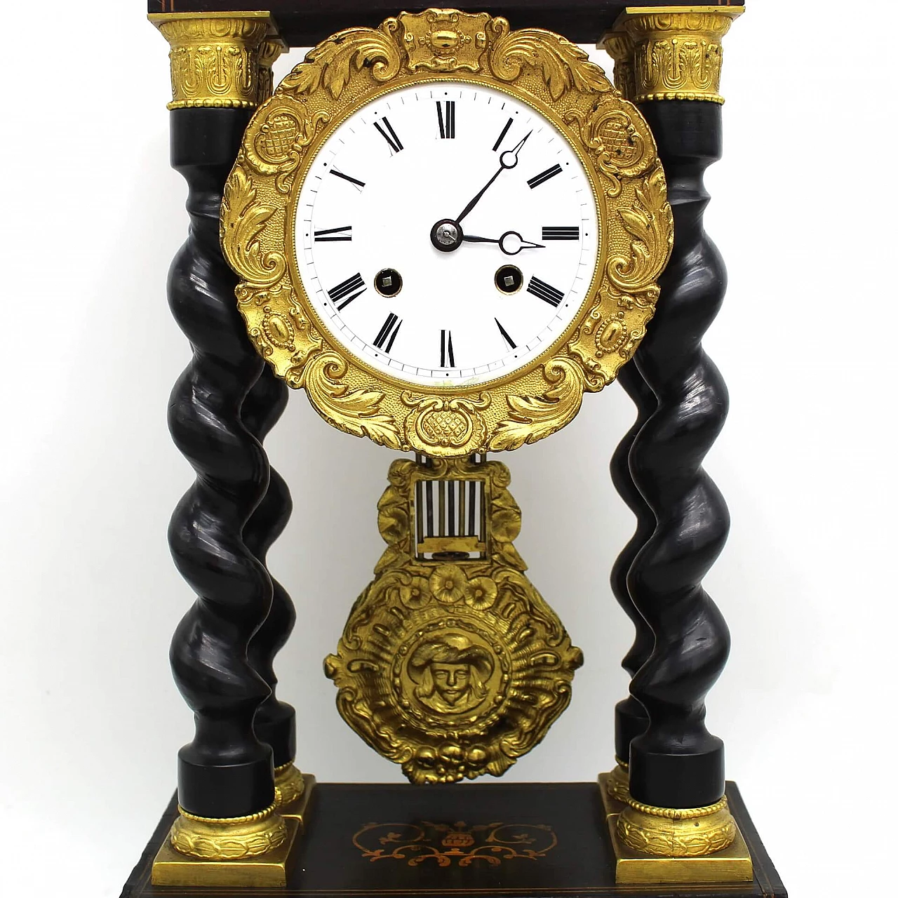 Napoleon III pendulum clock in inlaid ebonized wood and bronze, 19th century 1254240
