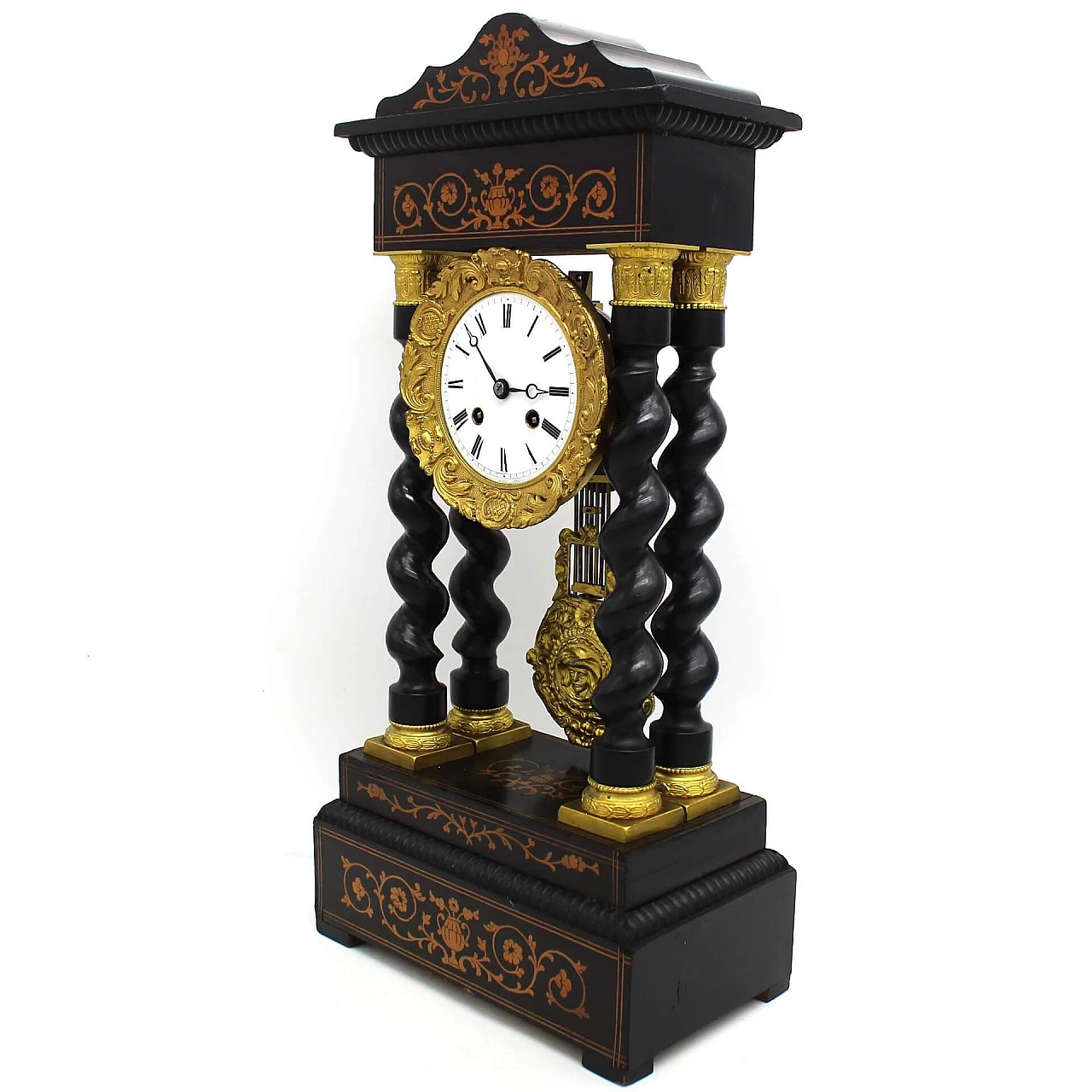 Napoleon III pendulum clock in inlaid ebonized wood and bronze, 19th century 1254241