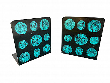 Pair of bookends with Roman coins by Piero Fornasetti, 1950s