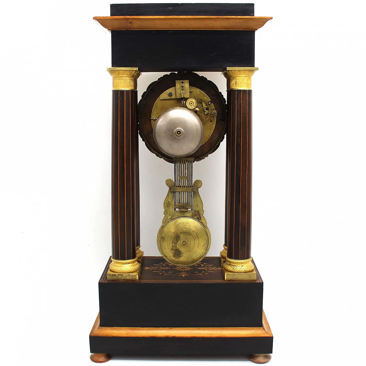 Charles X pendulum clock in inlaid rosewood and bronze, 19th century 1254345