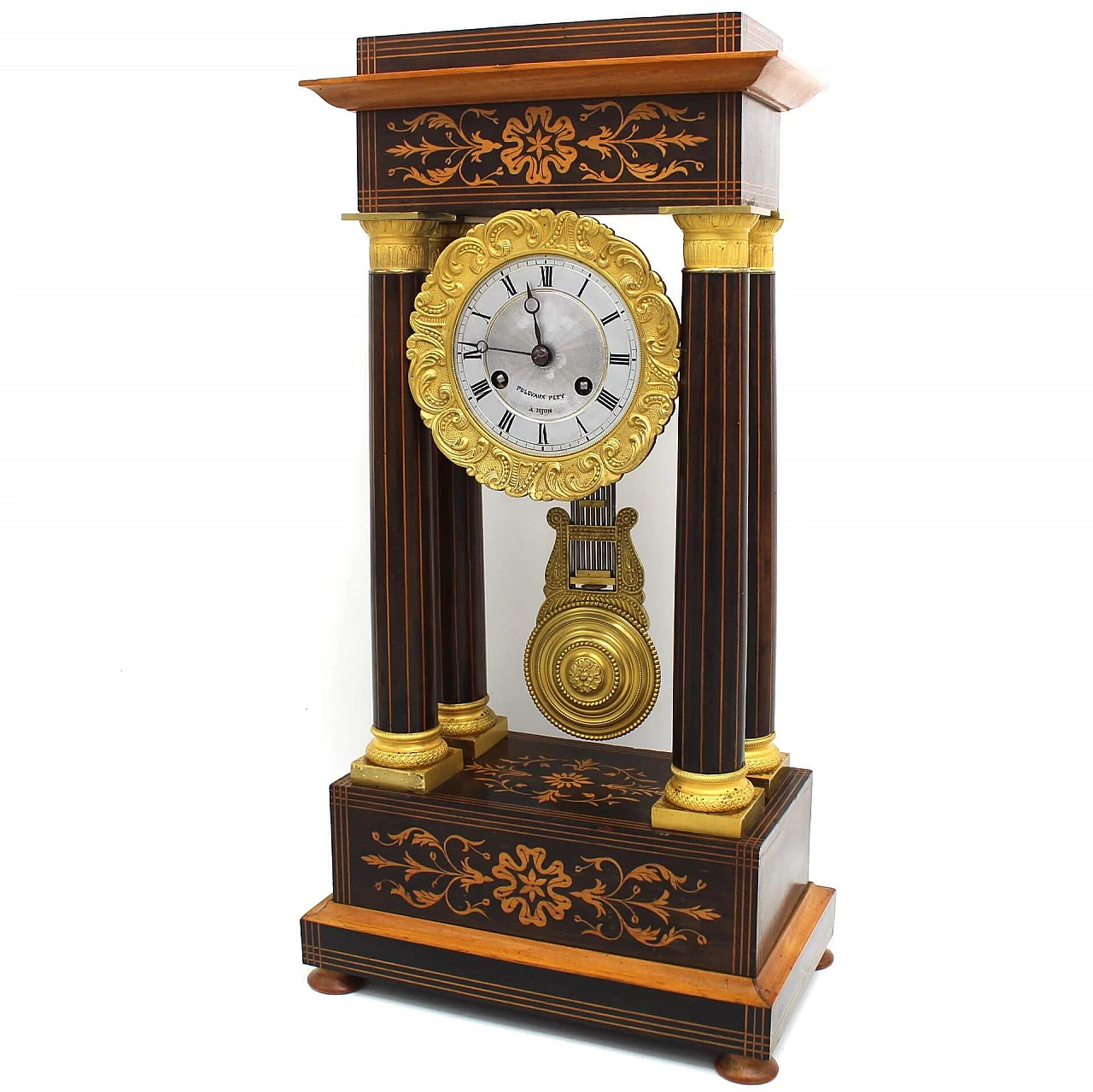 Charles X pendulum clock in inlaid rosewood and bronze, 19th century 1254346
