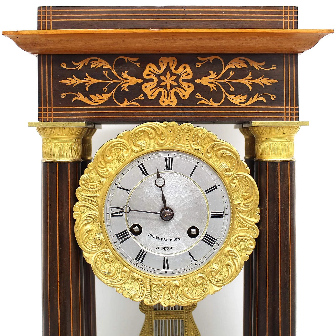 Charles X pendulum clock in inlaid rosewood and bronze, 19th century 1254348