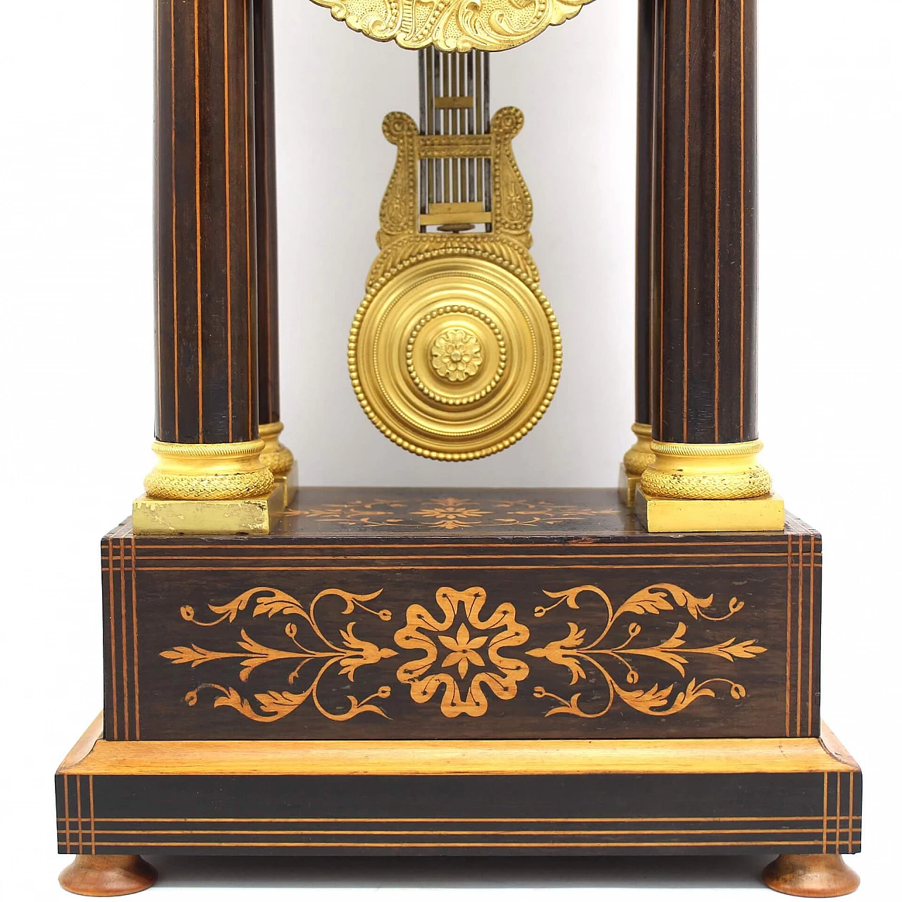 Charles X pendulum clock in inlaid rosewood and bronze, 19th century 1254350