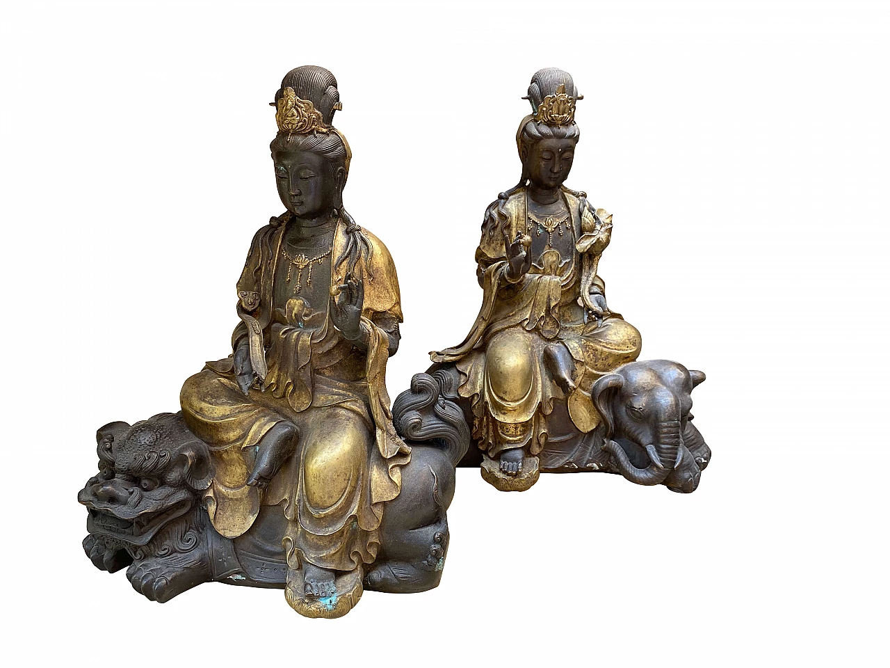 Pair of bronze sculptures depicting Guanyin, 19th century 1254389