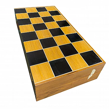 Scacchiera in legno con scacchi in avorio chinoiserie, metà ‘900