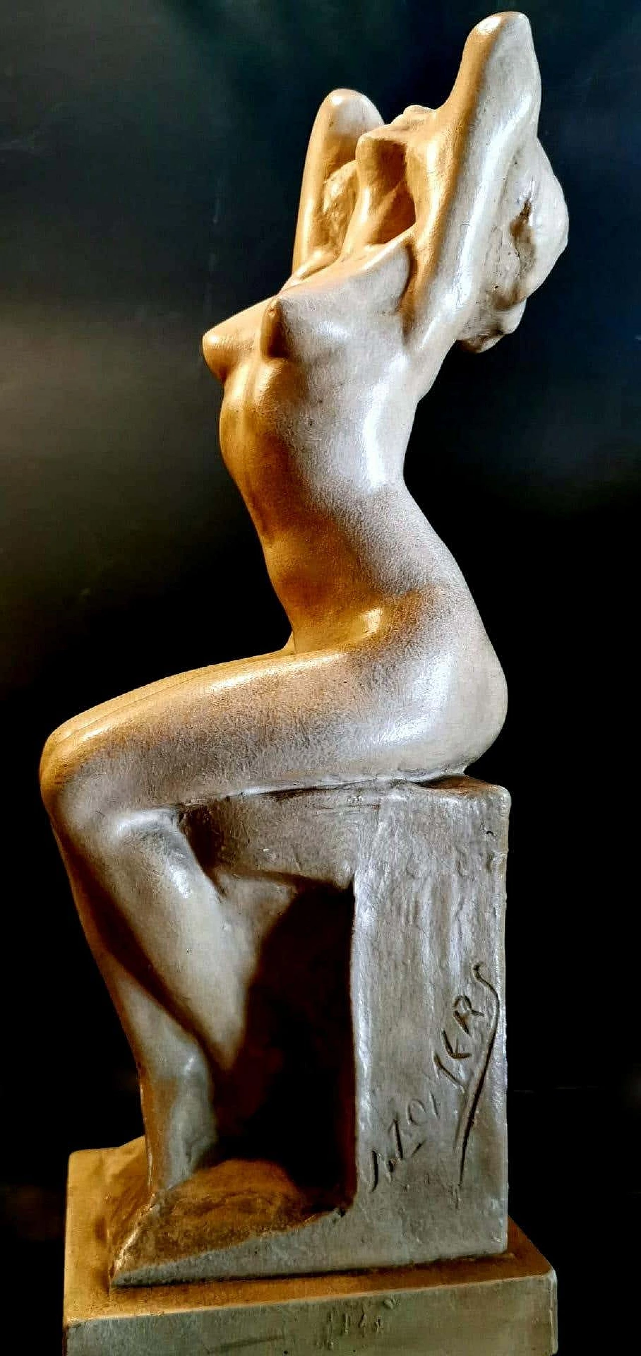 Art Nouveau sculpture in patinated plaster of Paris by Joseph Zomers, 10s 1254463