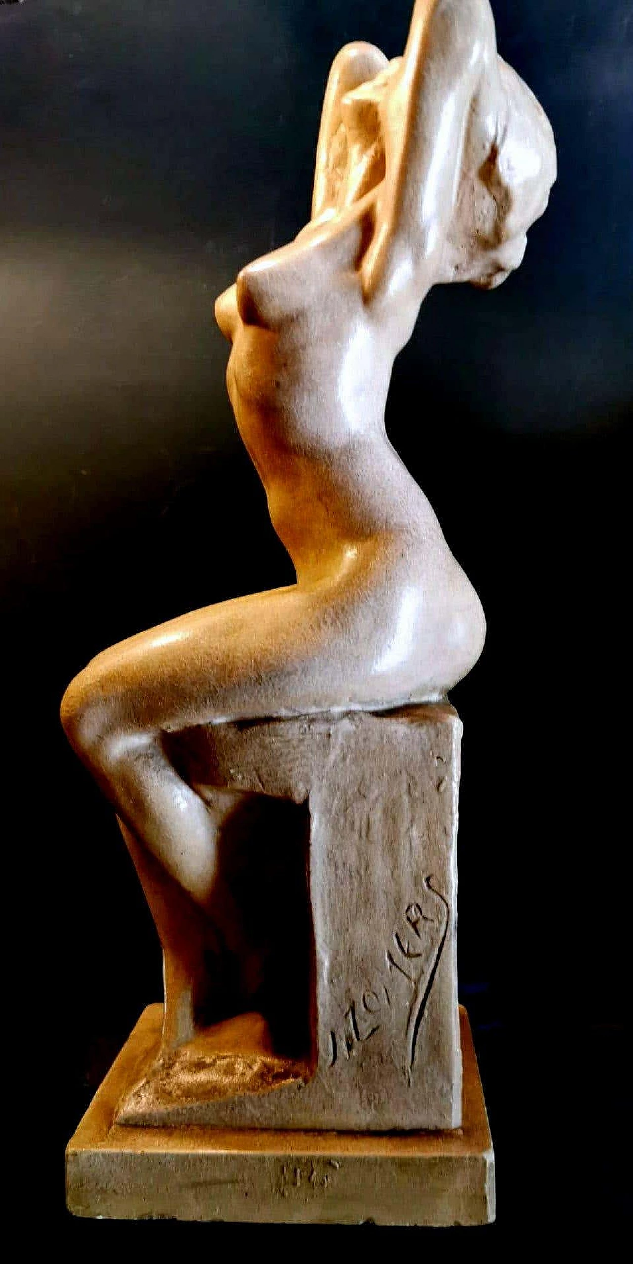 Art Nouveau sculpture in patinated plaster of Paris by Joseph Zomers, 10s 1254469