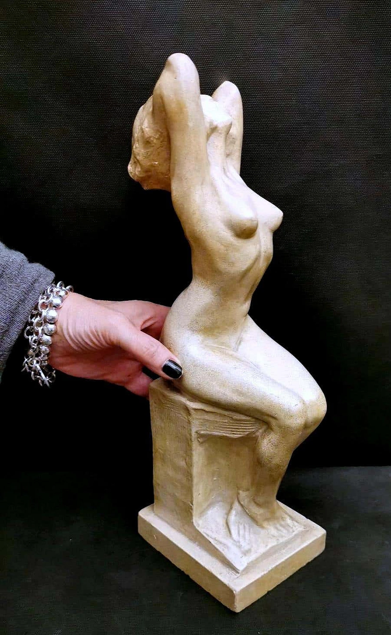 Scultura Art Nouveau in gesso di Parigi patinato di Joseph Zomers, anni '10 1254475