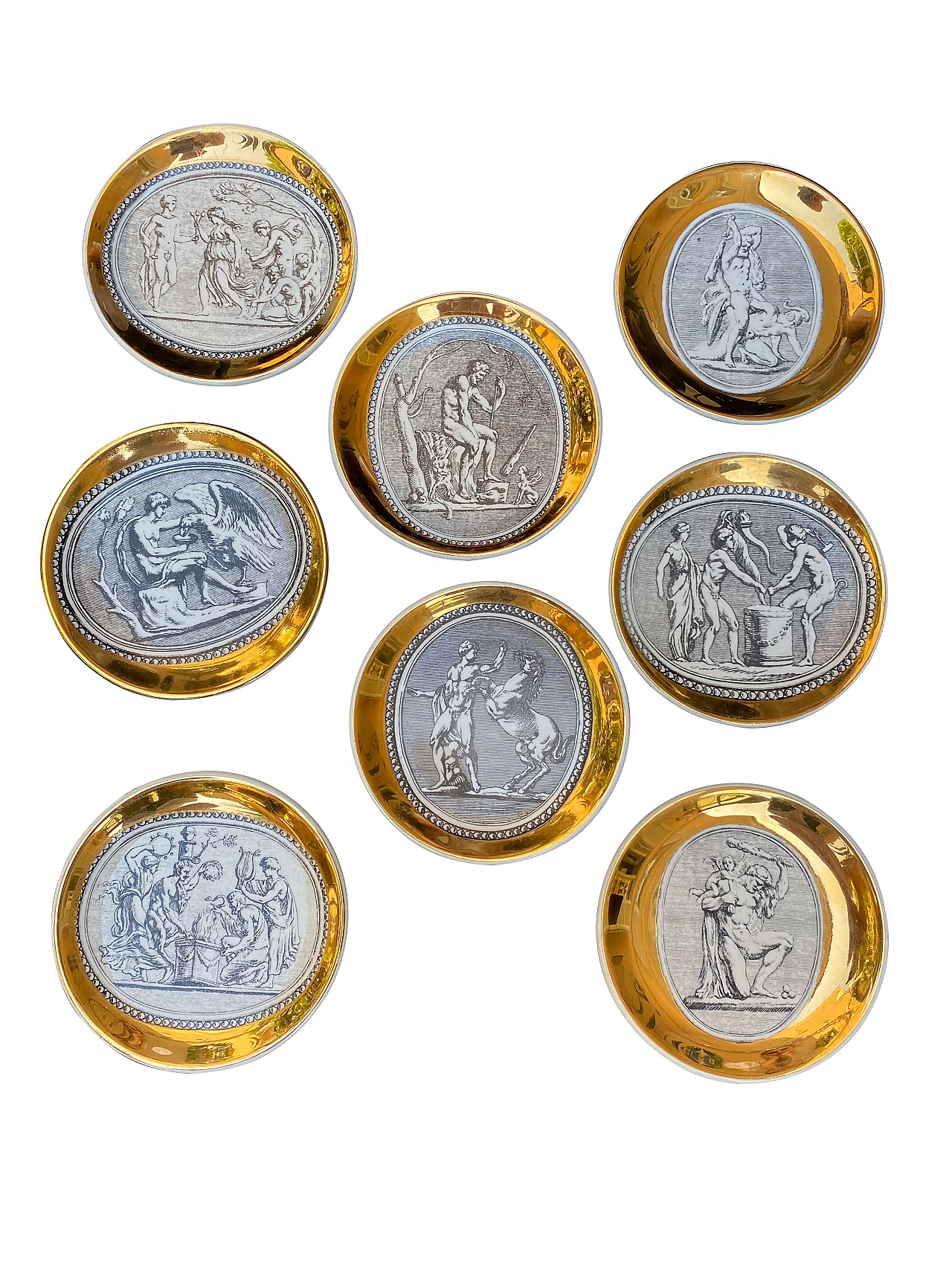 8 Piattini serie Cammei e fatiche d’Ercole di Fornasetti, anni ‘50 1254519
