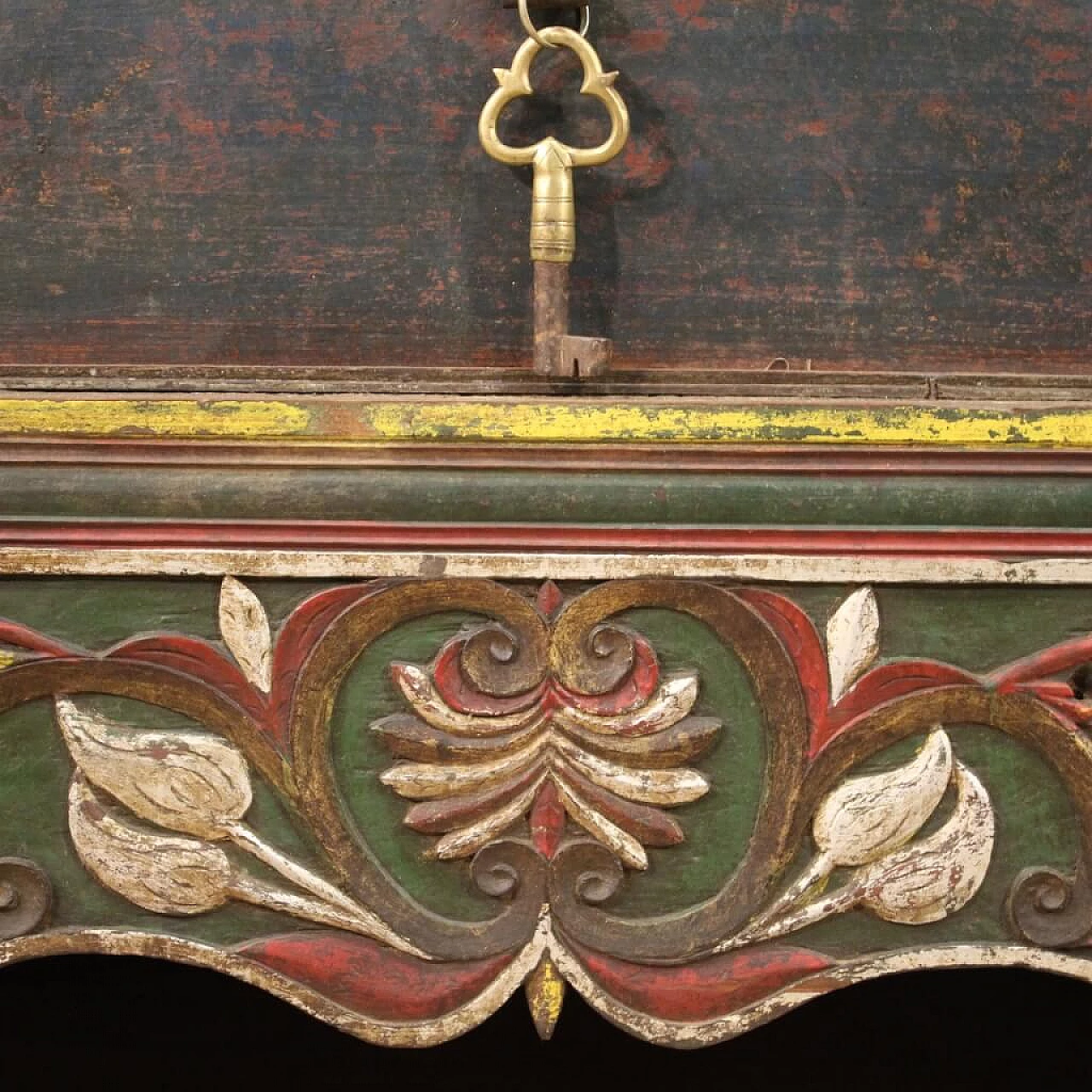 Indian chest in painted wood, 50s 1254556