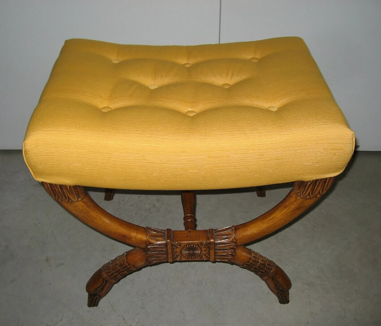 Empire style walnut bench, 60s 1254579