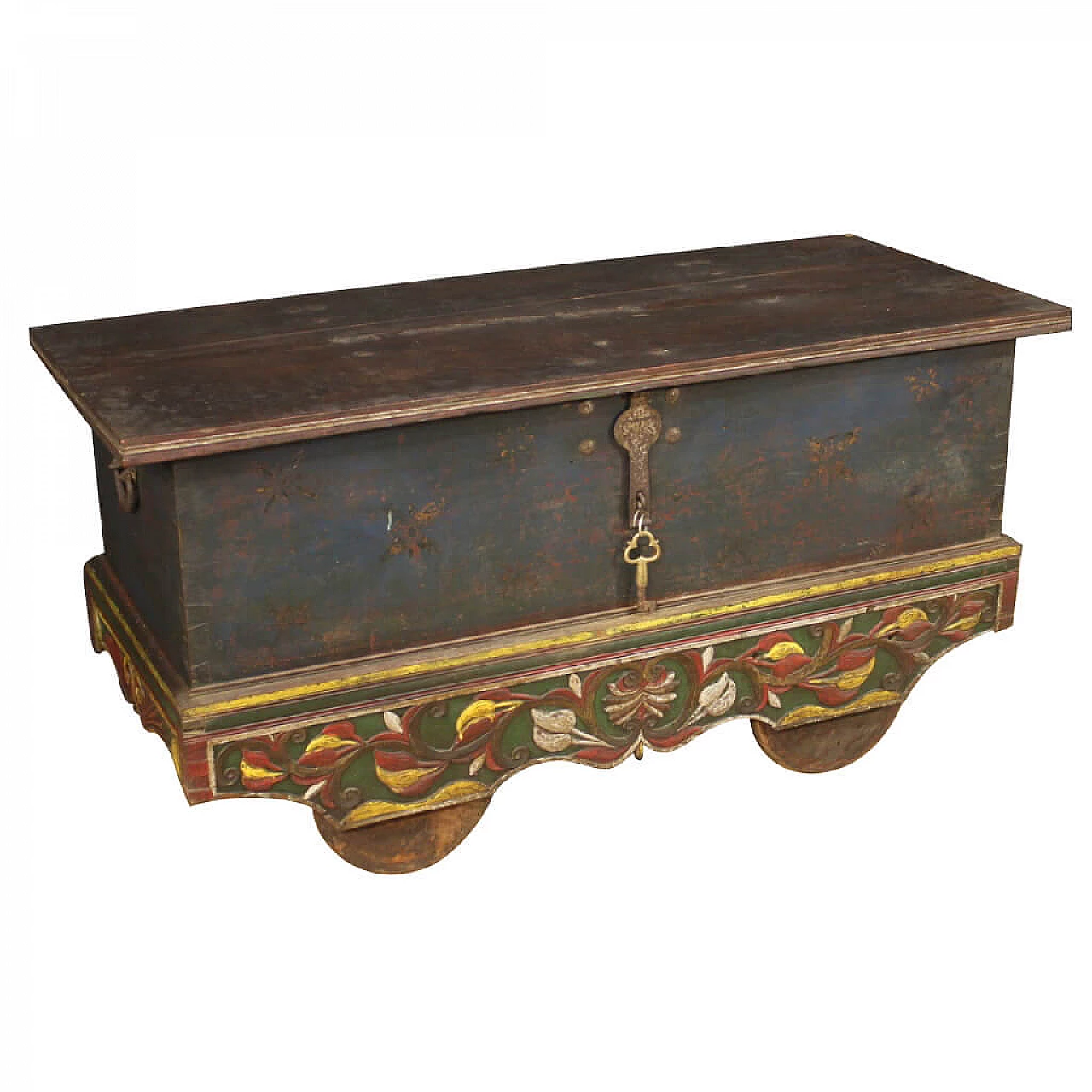 Indian chest in painted wood, 50s 1254691