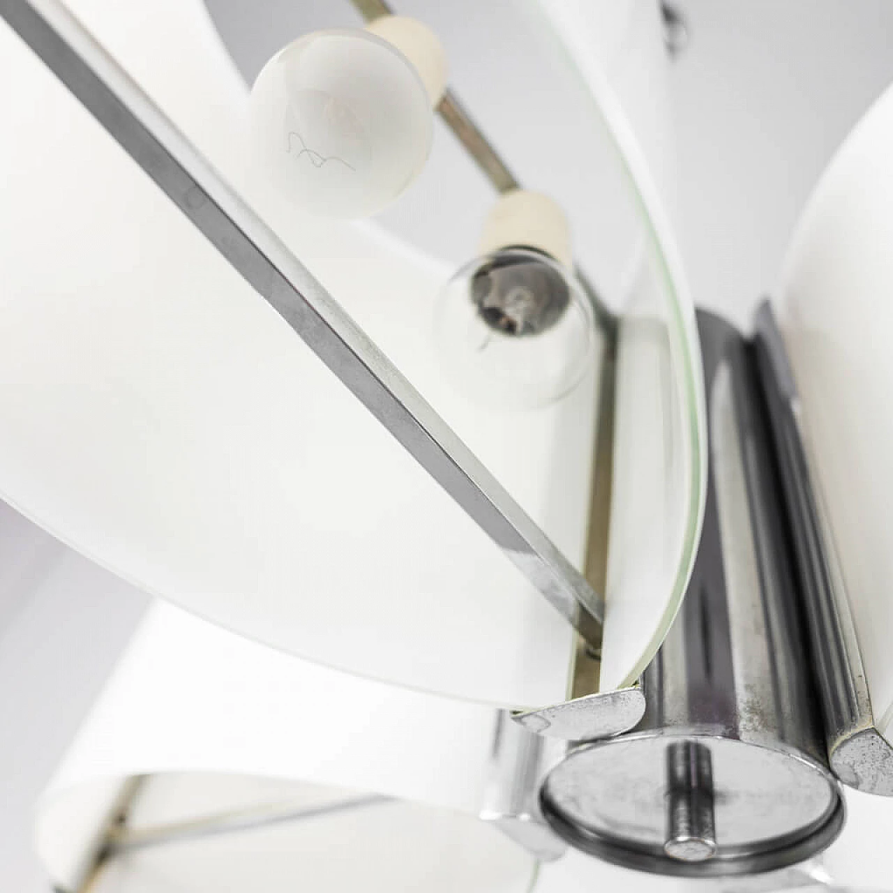 Chandelier 12 lights in steel and glass, 70s 1254725