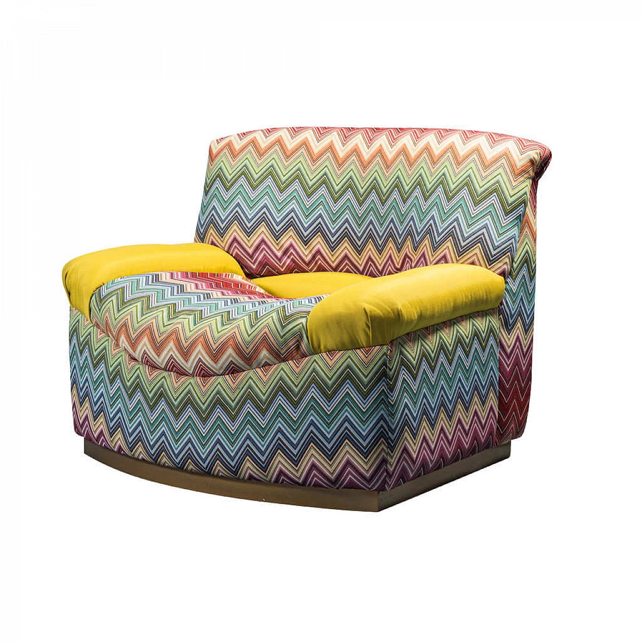 Armchair in Missoni style patterned fabric, 70s 1254889