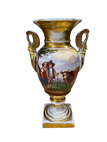 Painted Neapolitan ceramic vase, 19th century
