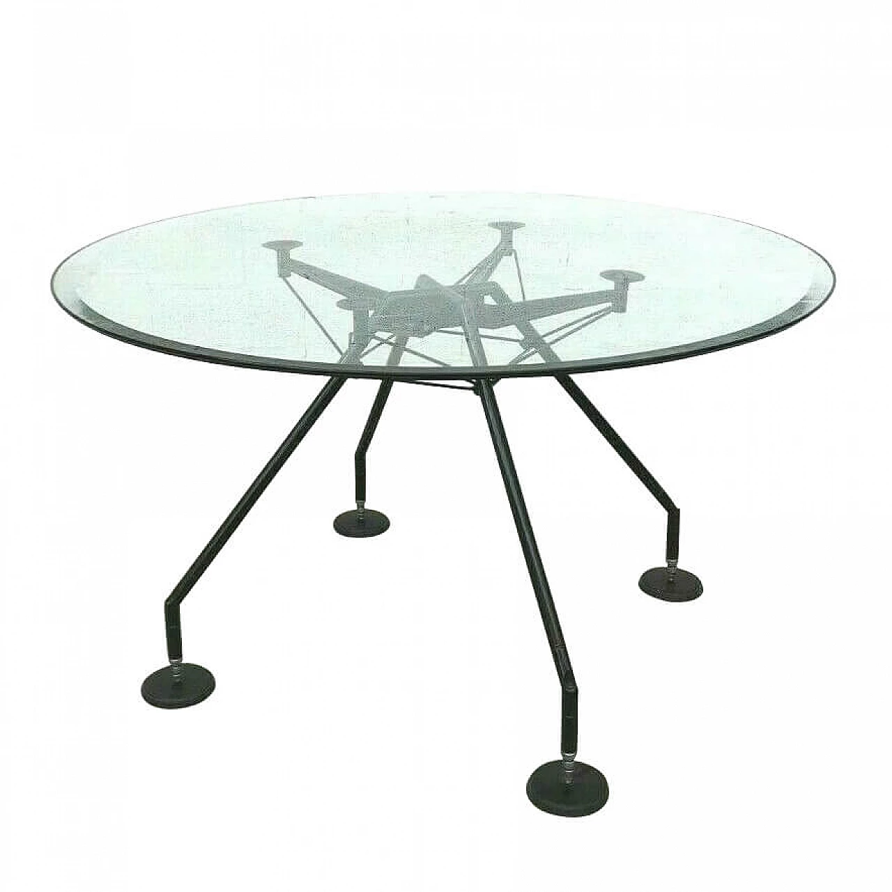 Nomos round table in glass and painted steel by Norman Foster for Tecno, 80s 1254919