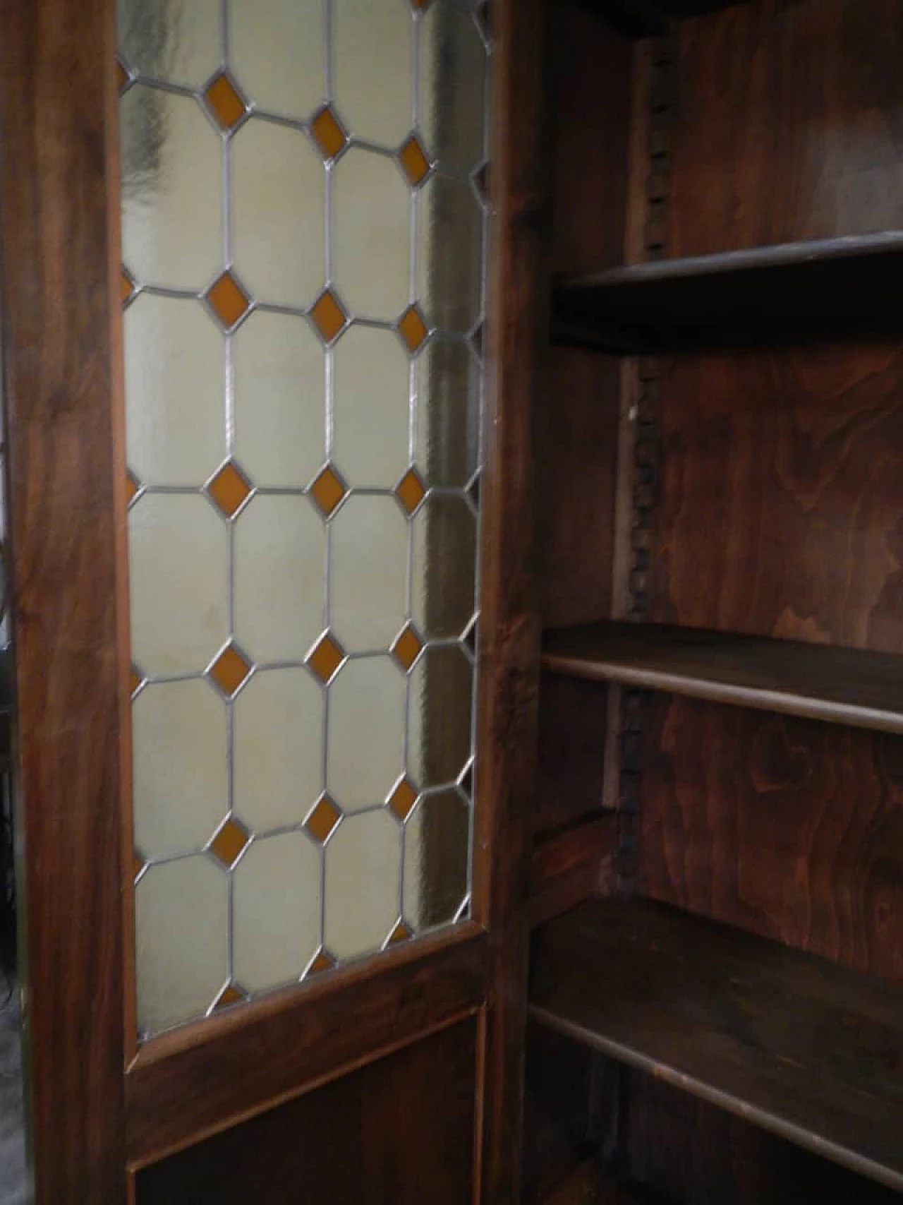 Three-door walnut bookcase, 50s 1255095