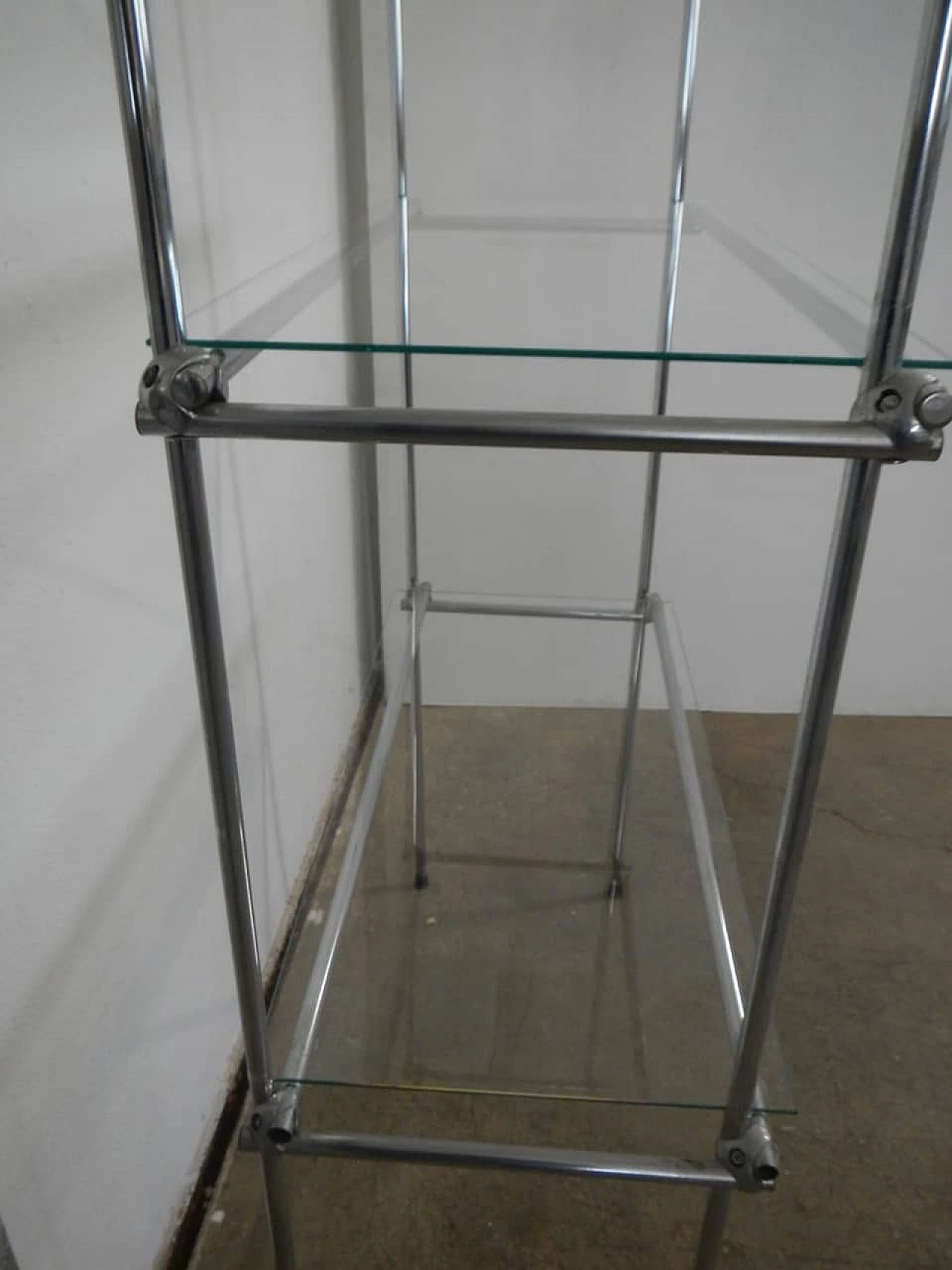 Metal bookcase with 3 glass shelves, 70s 1255171