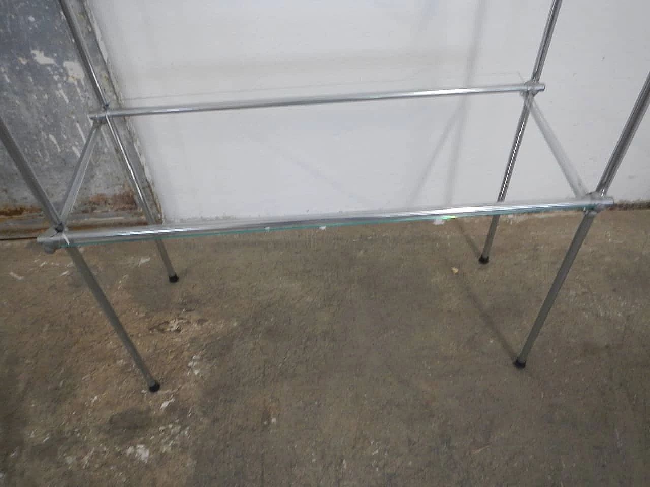 Metal bookcase with 3 glass shelves, 70s 1255175