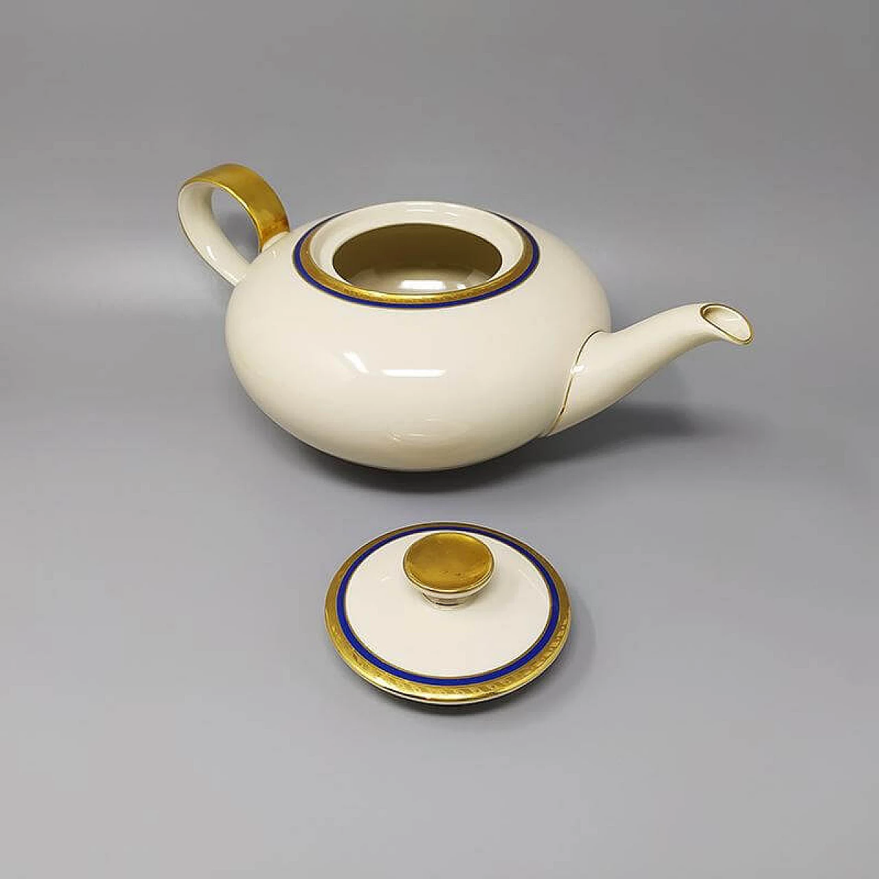 Coffee or tea set in white, blue and gold Bavaria Porcelain, 50s 1255312