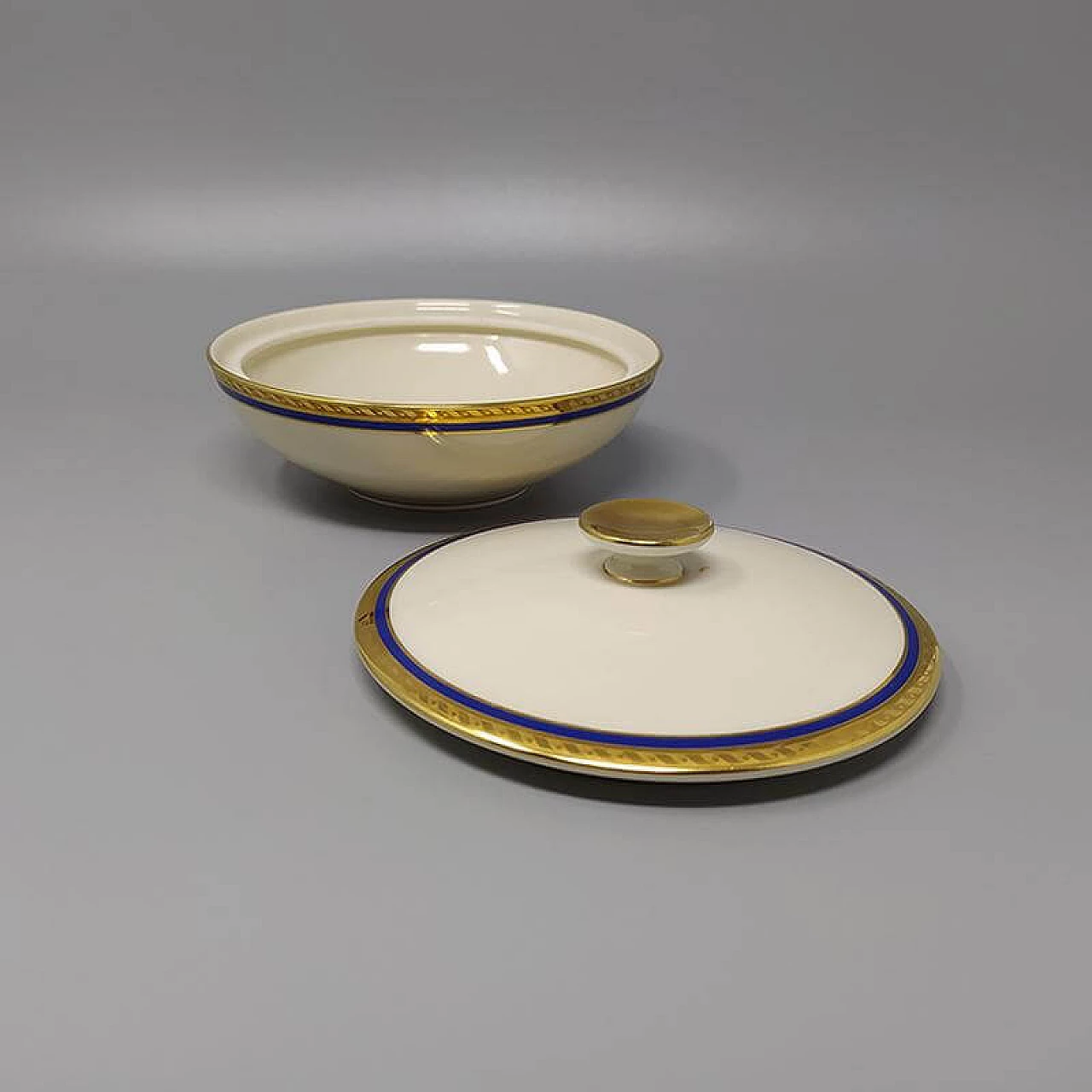 Coffee or tea set in white, blue and gold Bavaria Porcelain, 50s 1255314