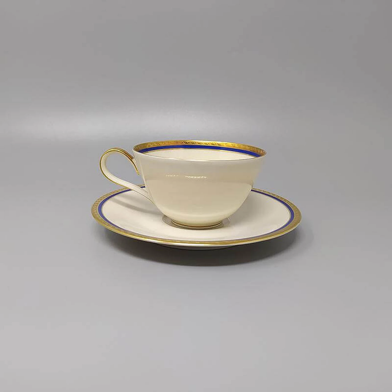 Coffee or tea set in white, blue and gold Bavaria Porcelain, 50s 1255317