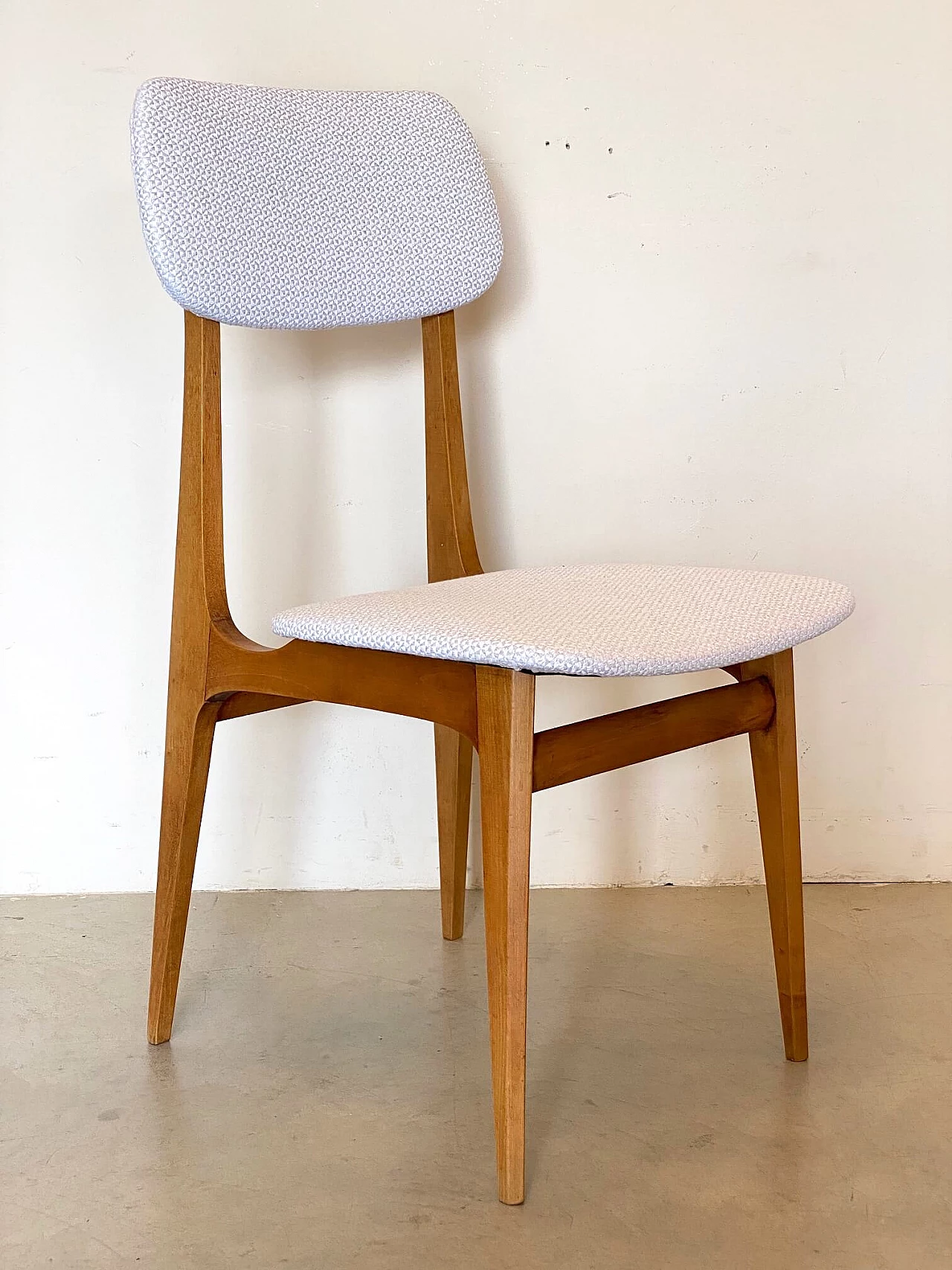 6 Beech dining chairs with cotton seats, 60s 1255444