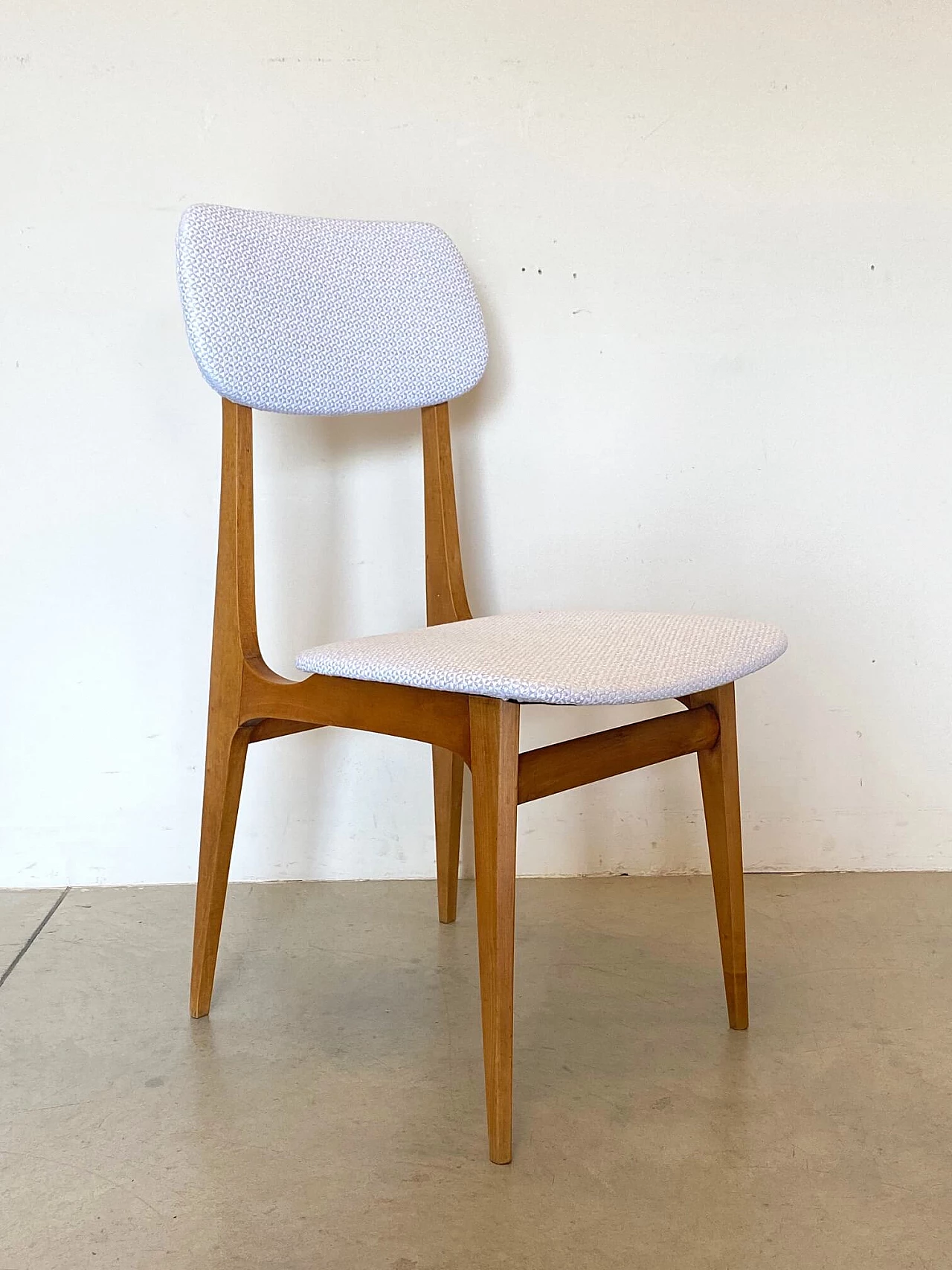 6 Beech dining chairs with cotton seats, 60s 1255445