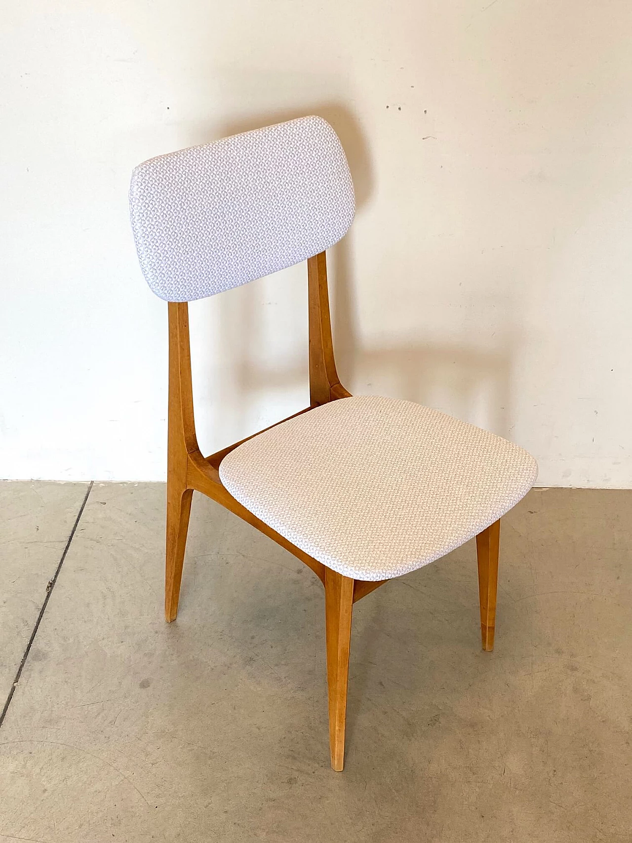 6 Beech dining chairs with cotton seats, 60s 1255446