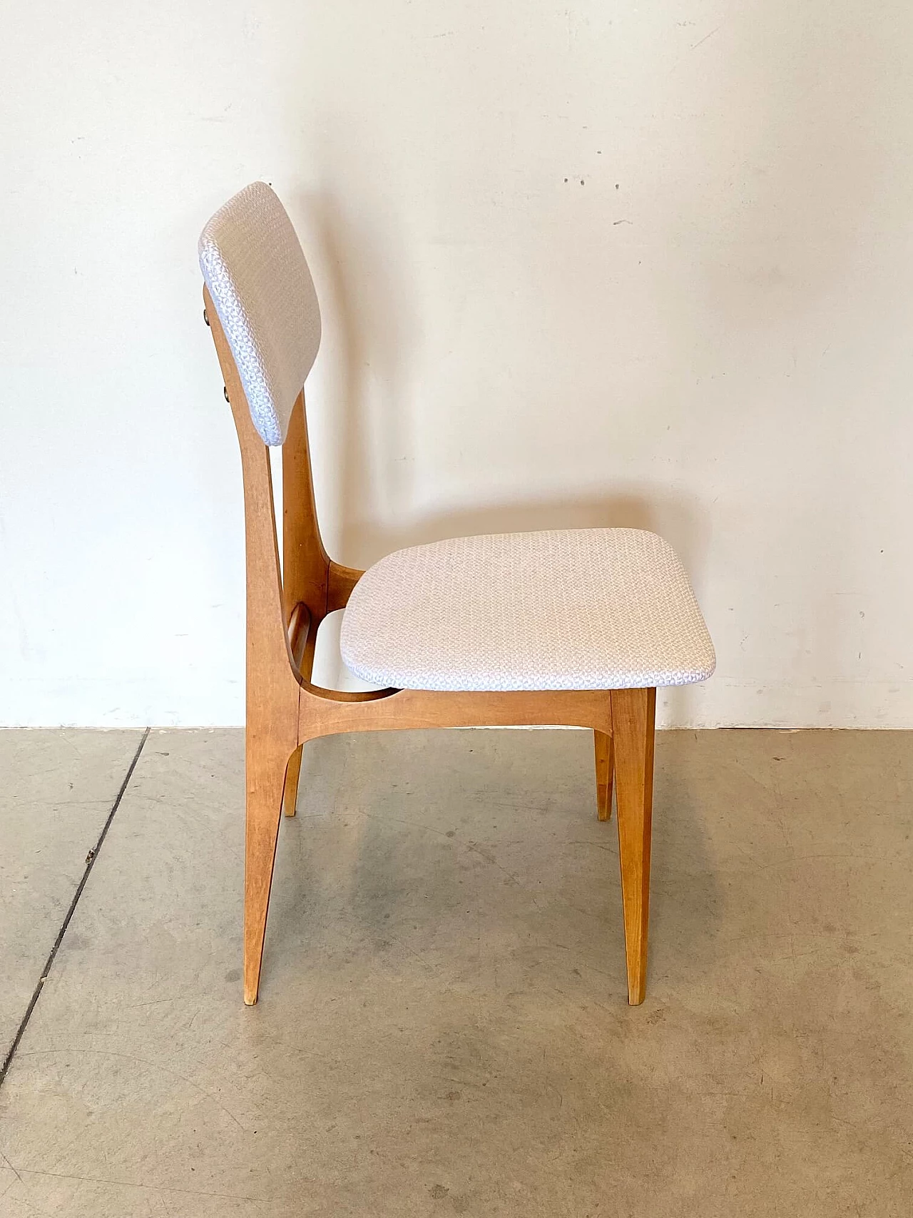 6 Beech dining chairs with cotton seats, 60s 1255447