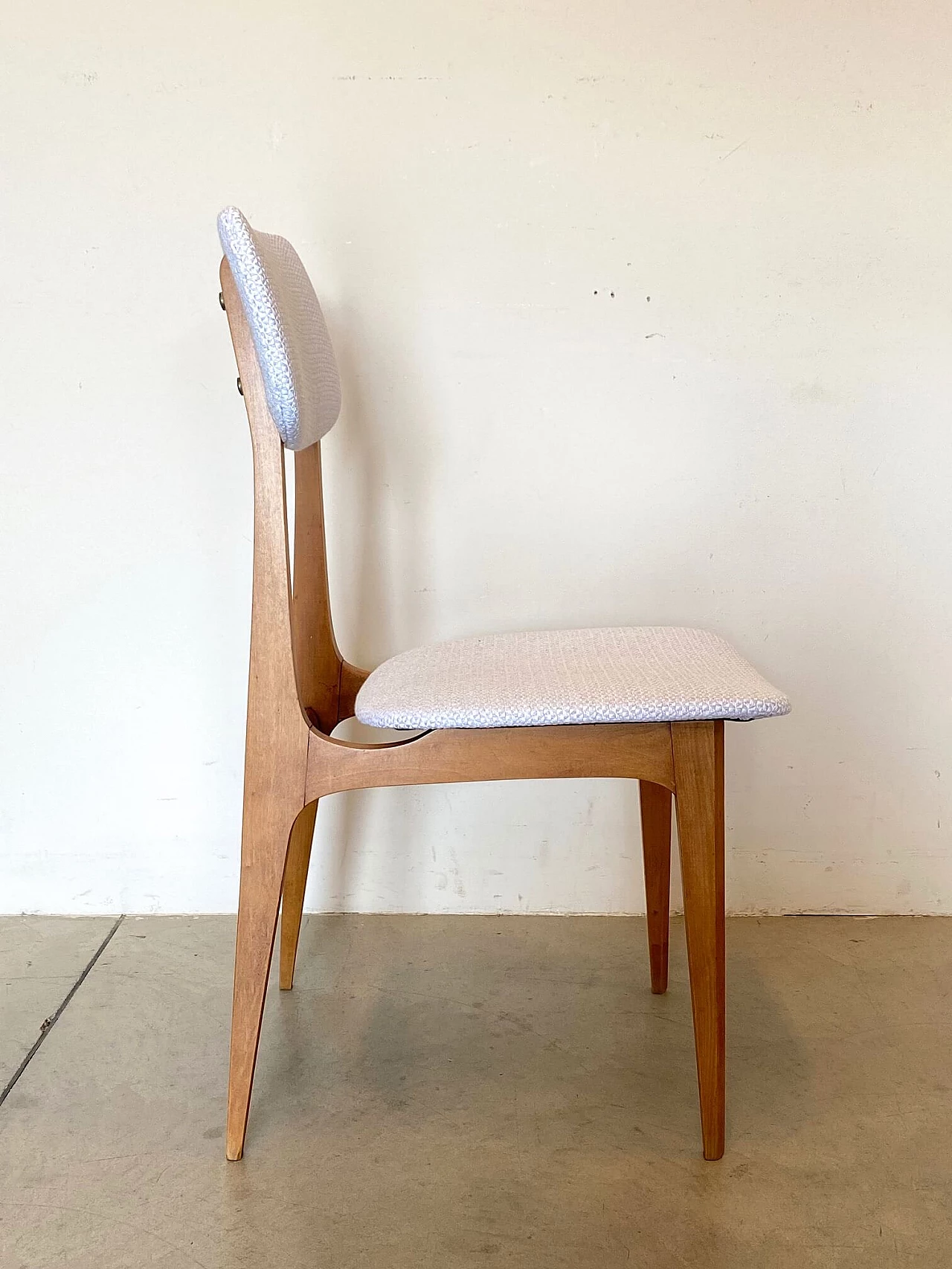 6 Beech dining chairs with cotton seats, 60s 1255448